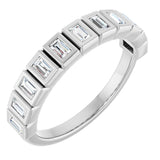 14K Gold Straight Baguette Natural Diamond Bezel-Set Anniversary Band – 1/4–7/8 CTW - White Gold