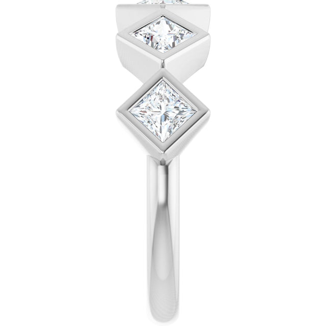 14K Gold Square Natural Diamond Bezel-Set Anniversary Band – 3/4–2 CTW - White Gold - view 4