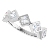14K Gold Square Natural Diamond Bezel-Set Anniversary Band – 3/4–2 CTW - White Gold - view 5