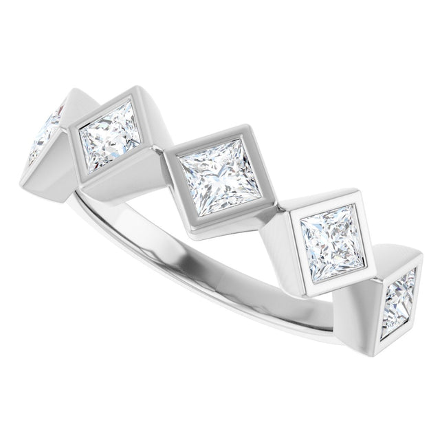 10K Gold Square Lab-Grown Diamond Bezel-Set Anniversary Band – 3/4–2 CTW (Style 126546) - White Gold - view 5