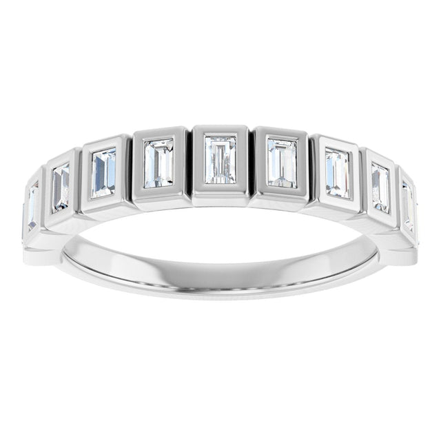 10K Gold Straight Baguette Lab-Grown Diamond Bezel-Set Anniversary Band – 1/4–7/8 CTW - White Gold - view 3