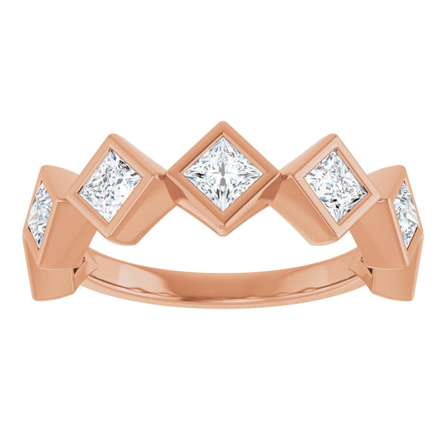10K Gold Square Lab-Grown Diamond Bezel-Set Anniversary Band – 3/4–2 CTW (Style 126546) - Rose Gold - view 3