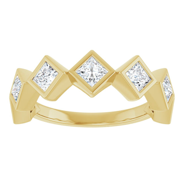 10K Gold Square Lab-Grown Diamond Bezel-Set Anniversary Band – 3/4–2 CTW (Style 126546) - Yellow Gold - view 3