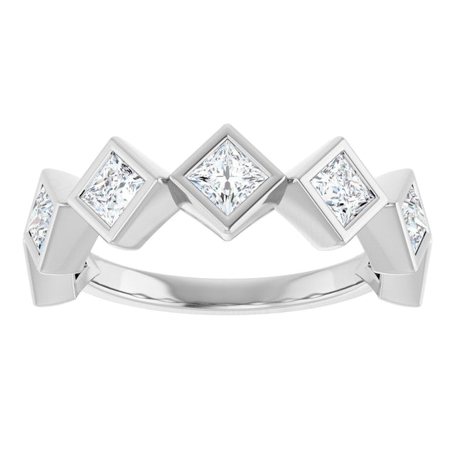 10K Gold Square Lab-Grown Diamond Bezel-Set Anniversary Band – 3/4–2 CTW (Style 126546) - White Gold - view 3