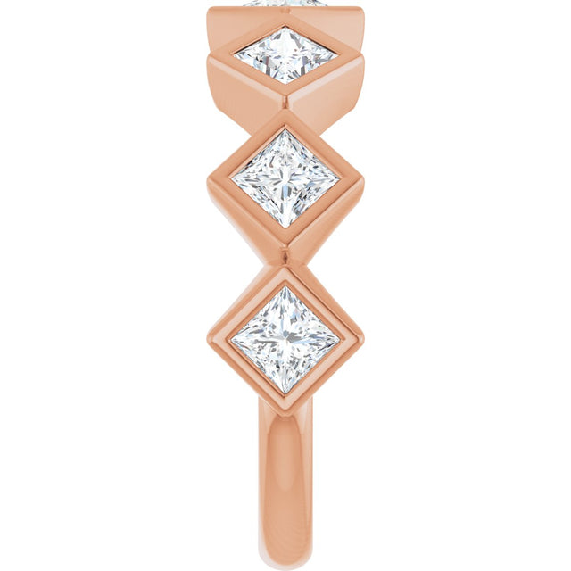 10K Gold Square Lab-Grown Diamond Bezel-Set Anniversary Band – 3/4–2 CTW (Style 126546) - Rose Gold - view 4