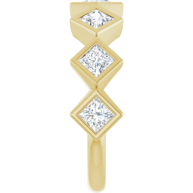 10K Gold Square Natural Diamond Bezel-Set Anniversary Band – 9/10–1 9/10 CTW - Yellow Gold - view 4