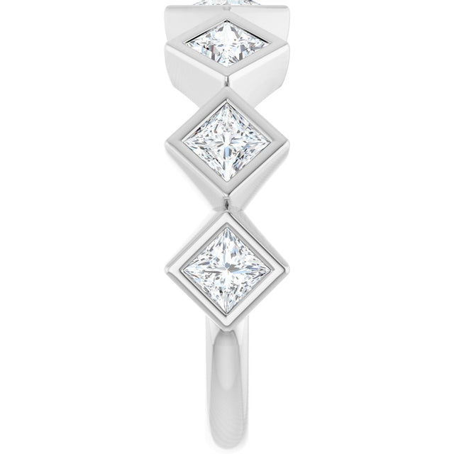 14K Gold Square Natural Diamond Bezel-Set Anniversary Band – 3/4–2 CTW - White Gold - view 4