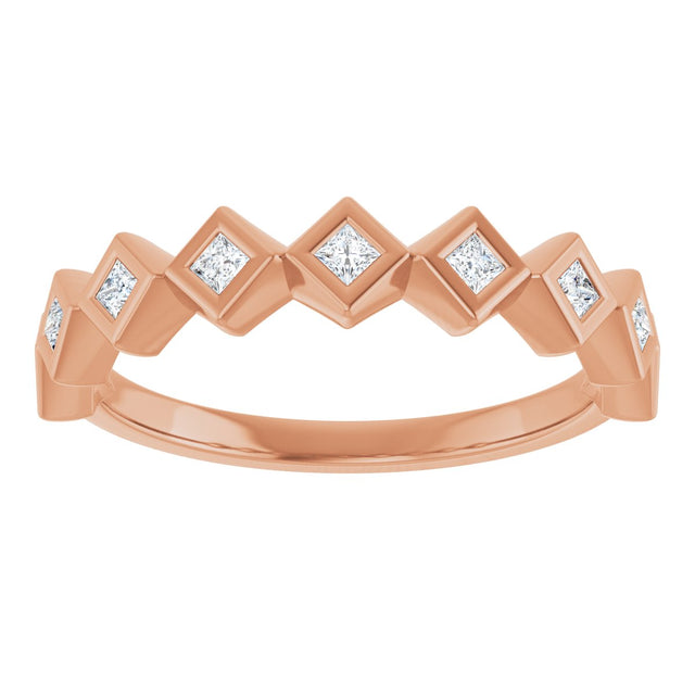 10K Gold Square Natural Diamond Bezel-Set Anniversary Band – 1/8–5/8 CTW - Rose Gold - view 3