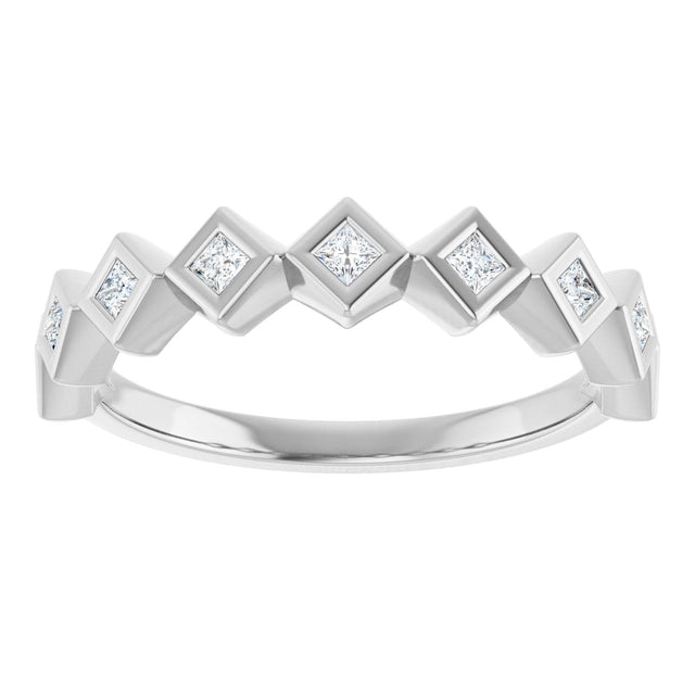 10K Gold Square Natural Diamond Bezel-Set Anniversary Band – 1/8–5/8 CTW - White Gold - view 3