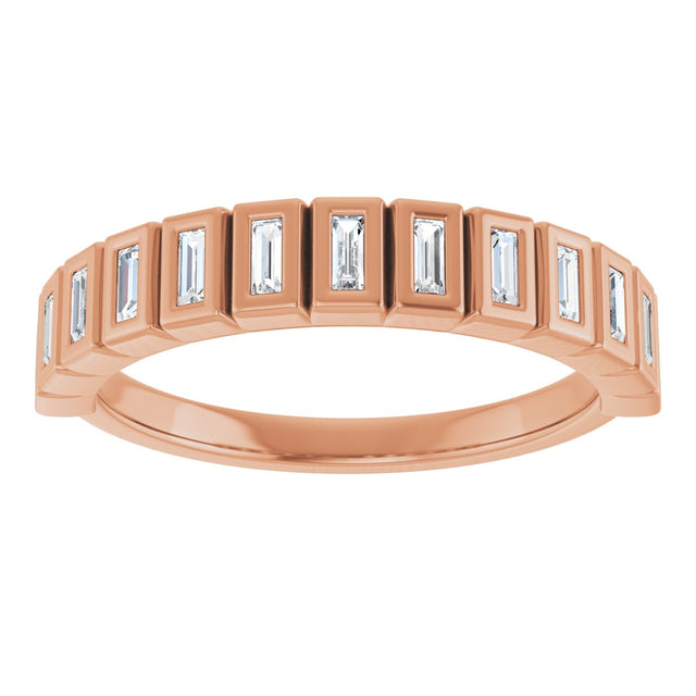 14K Gold Straight Baguette Natural Diamond Bezel-Set Anniversary Band – 1/4–7/8 CTW - Rose Gold - view 3