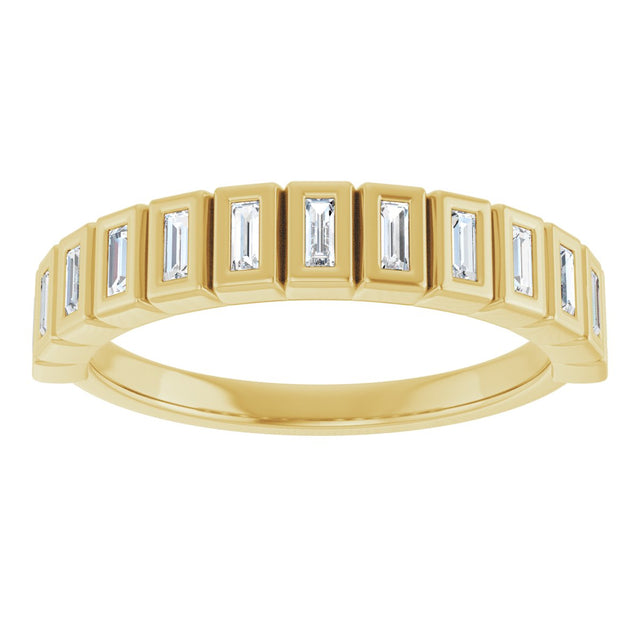 14K Gold Straight Baguette Natural Diamond Bezel-Set Anniversary Band – 1/4–7/8 CTW - Yellow Gold - view 3