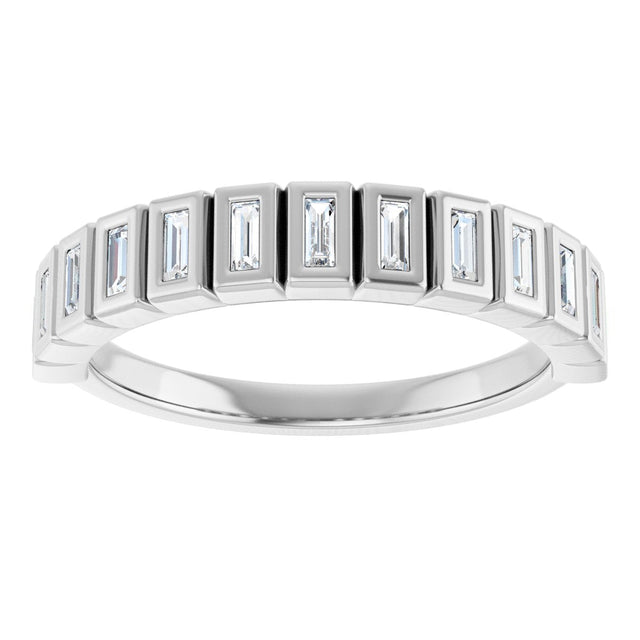 10K Gold Straight Baguette Natural Diamond Bezel-Set Anniversary Band – 1/4–5/8 CTW - White Gold - view 3