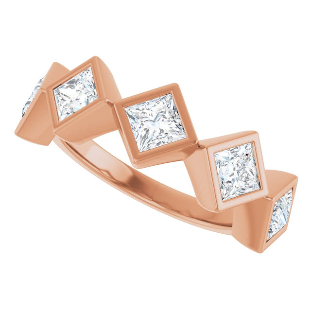 10K Gold Square Lab-Grown Diamond Bezel-Set Anniversary Band – 3/4–2 CTW (Style 126546) - Rose Gold - view 5