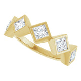 14K Gold Square Natural Diamond Bezel-Set Anniversary Band – 3/4–2 CTW - Yellow Gold - view 5