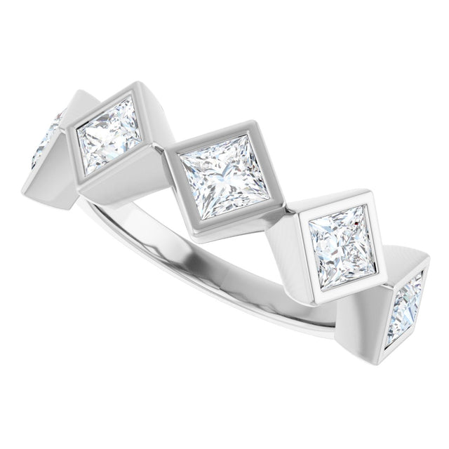 10K Gold Square Lab-Grown Diamond Bezel-Set Anniversary Band – 3/4–2 CTW (Style 126546) - White Gold - view 5