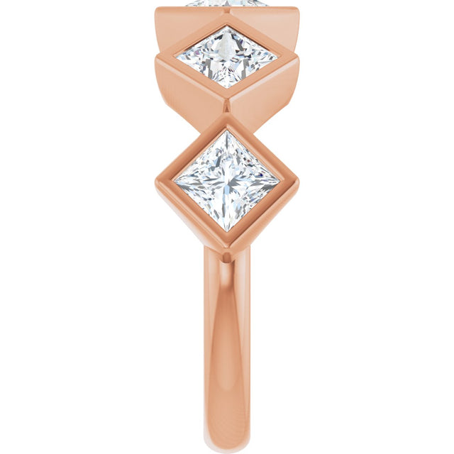 10K Gold Square Natural Diamond Bezel-Set Anniversary Band – 9/10–1 9/10 CTW - Rose Gold - view 4