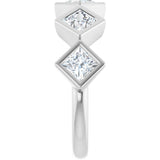 14K Gold Square Natural Diamond Bezel-Set Anniversary Band – 3/4–2 CTW - White Gold - view 4