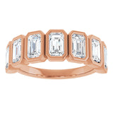 10K Gold Emerald Natural Diamond Bezel-Set Anniversary Band – 2 1/2 CTW - Rose Gold - view 3