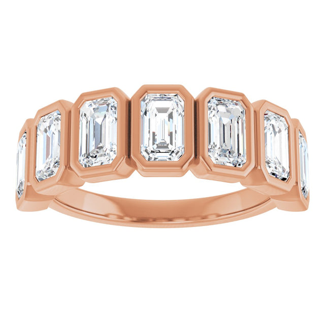 10K Gold Emerald Lab-Grown Diamond Bezel-Set Anniversary Band – 2 1/3 CTW - Rose Gold - view 3