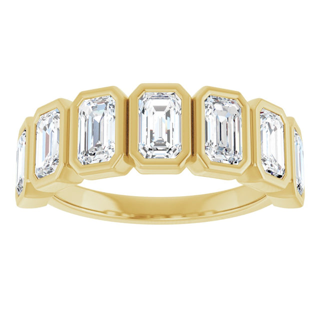 10K Gold Emerald Lab-Grown Diamond Bezel-Set Anniversary Band – 2 1/3 CTW - Yellow Gold - view 3