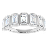 10K Gold Emerald Lab-Grown Diamond Bezel-Set Anniversary Band – 2 1/3 CTW - White Gold - view 3