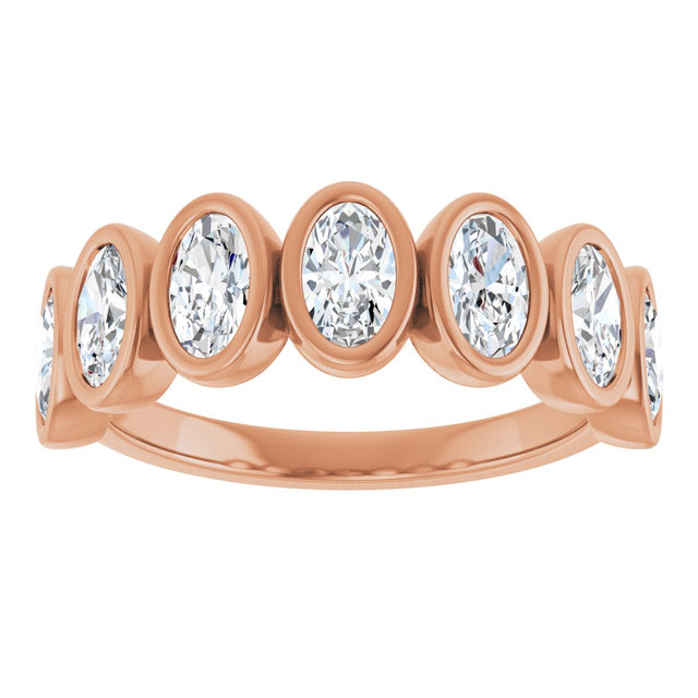 10K Gold Oval Lab-Grown Diamond Bezel-Set Anniversary Band – 1 1/4 CTW - Rose Gold - view 3