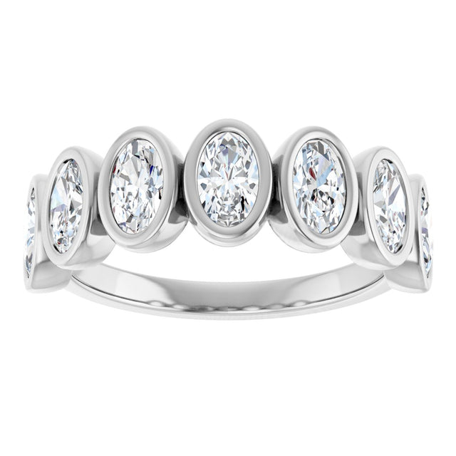 10K Gold Oval Lab-Grown Diamond Bezel-Set Anniversary Band – 1 1/4 CTW - White Gold - view 3