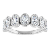 10K Gold Oval Natural Diamond Bezel-Set Anniversary Band – 1 3/4 CTW - White Gold - view 3