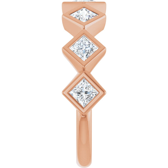 14K Gold Square Lab-Grown Diamond Bezel-Set Anniversary Band – 3/4–2 CTW - Rose Gold - view 4