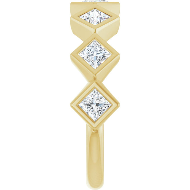 10K Gold Square Natural Diamond Bezel-Set Anniversary Band – 9/10–1 9/10 CTW - Yellow Gold - view 4