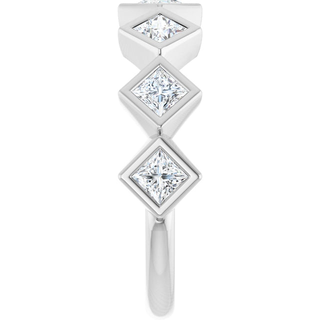 14K Gold Square Natural Diamond Bezel-Set Anniversary Band – 3/4–2 CTW - White Gold - view 4