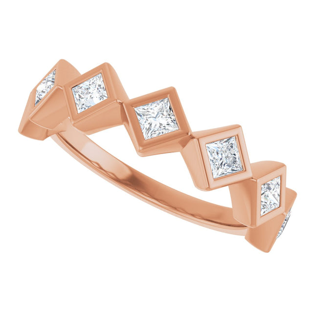 10K Gold Square Lab-Grown Diamond Bezel-Set Anniversary Band – 1/8–5/8 CTW - Rose Gold - view 5