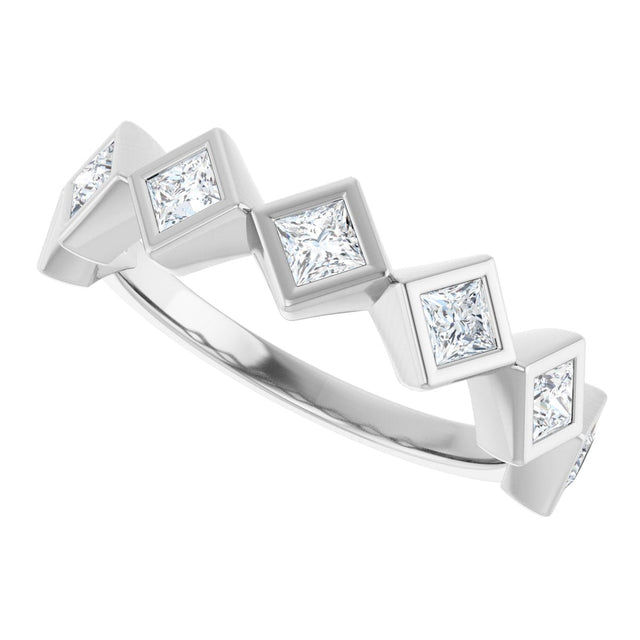 14K Gold Square Lab-Grown Diamond Bezel-Set Anniversary Band – 1/10–5/8 CTW - White Gold - view 5
