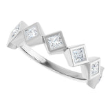 10K Gold Square Natural Diamond Bezel-Set Anniversary Band – 1/8–5/8 CTW - White Gold - view 5