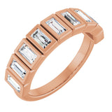 10K Gold Straight Baguette Natural Diamond Bezel-Set Anniversary Band – 3/4–1 CTW - Rose Gold