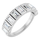 14K Gold Straight Baguette Lab-Grown Diamond Bezel-Set Anniversary Band – 1/3–9/10 CTW - White Gold