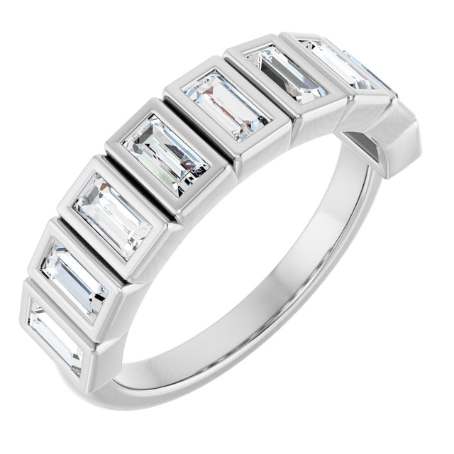 14K Gold Straight Baguette Lab-Grown Diamond Bezel-Set Anniversary Band – 1/3–9/10 CTW - White Gold