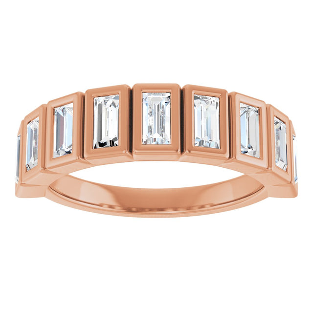 10K Gold Straight Baguette Lab-Grown Diamond Bezel-Set Anniversary Band – 9/10 CTW - Rose Gold - view 3