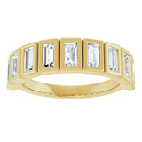 10K Gold Straight Baguette Natural Diamond Bezel-Set Anniversary Band – 3/4–1 CTW - Yellow Gold - view 3