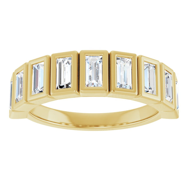 10K Gold Straight Baguette Lab-Grown Diamond Bezel-Set Anniversary Band – 9/10 CTW - Yellow Gold - view 3