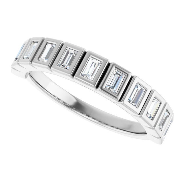10K Gold Straight Baguette Lab-Grown Diamond Bezel-Set Anniversary Band – 1/4–7/8 CTW - White Gold - view 5