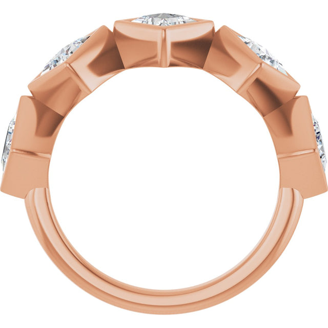14K Gold Square Natural Diamond Bezel-Set Anniversary Band – 3/4–2 CTW - Rose Gold - view 2
