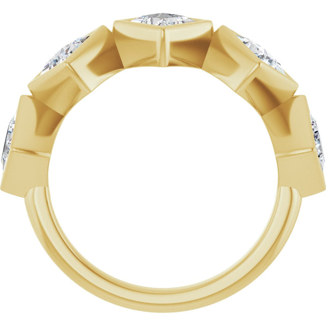 14K Gold Square Natural Diamond Bezel-Set Anniversary Band – 3/4–2 CTW - Yellow Gold - view 2