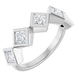10K Gold Square Natural Diamond Bezel-Set Anniversary Band – 9/10–1 9/10 CTW - White Gold