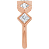 14K Gold Square Natural Diamond Bezel-Set Anniversary Band – 3/4–2 CTW - Rose Gold - view 4