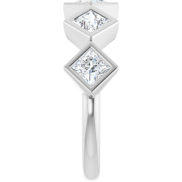 14K Gold Square Lab-Grown Diamond Bezel-Set Anniversary Band – 3/4–2 CTW - White Gold - view 4