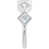 10K Gold Square Natural Diamond Bezel-Set Anniversary Band – 9/10–1 9/10 CTW - White Gold - view 4