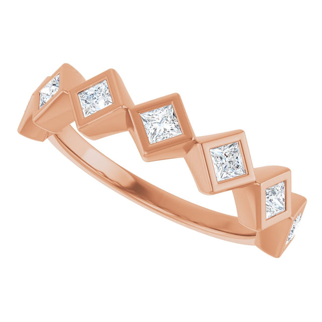 14K Gold Square Natural Diamond Bezel-Set Anniversary Band – 1/8–5/8 CTW - Rose Gold - view 5