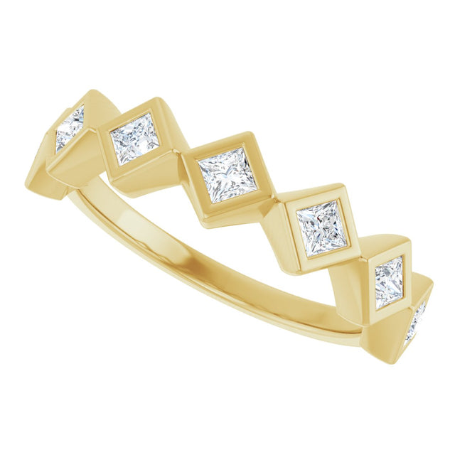 10K Gold Square Lab-Grown Diamond Bezel-Set Anniversary Band – 1/8–5/8 CTW - Yellow Gold - view 5