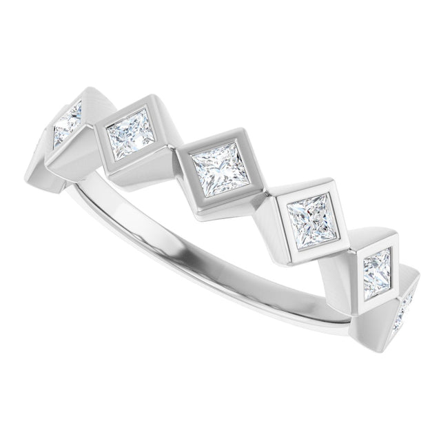10K Gold Square Lab-Grown Diamond Bezel-Set Anniversary Band – 1/8–5/8 CTW - White Gold - view 5